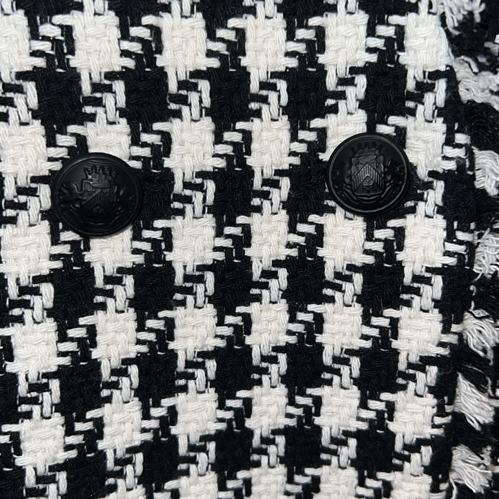 NWT Express Houndstooth double breasted tweed blazer black and white sz Large - Picture 14 of 17